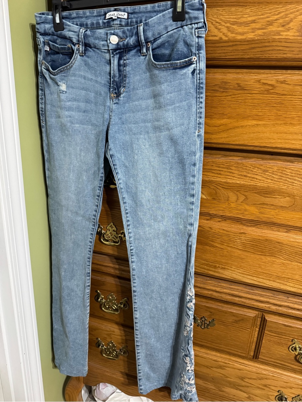 Dear John Light Wash Women's Jeans with Floral Side Accent